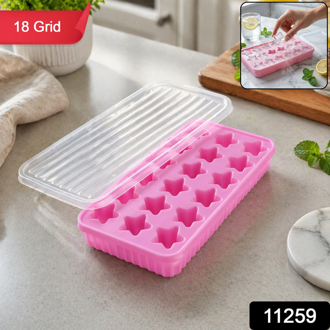 18 grid star shape ice cube tray with lid for creative freezing