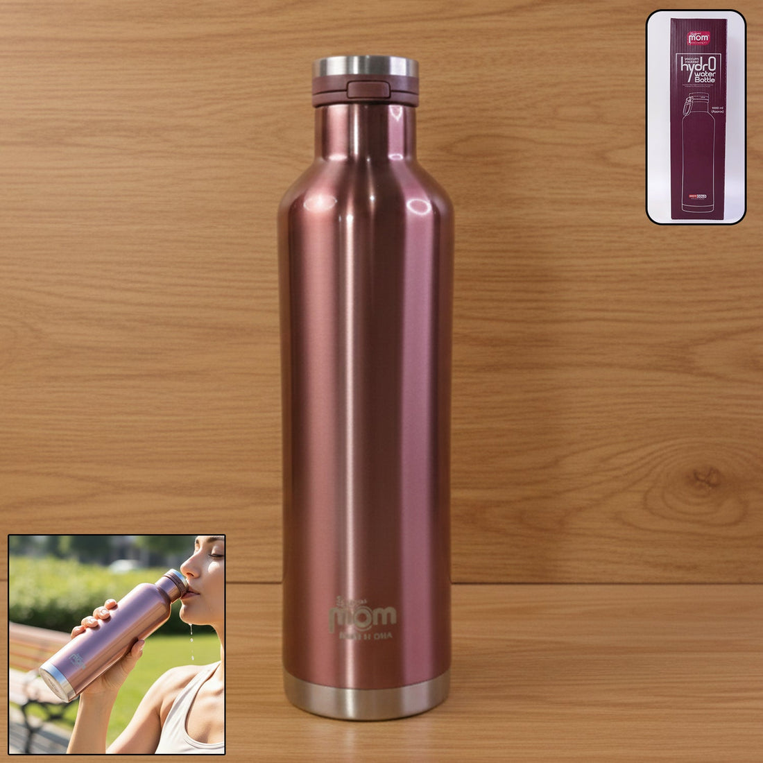 Insulated stainless steel water bottle 1000ML capacity by Supermom