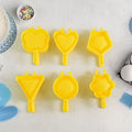 Multi-shape plastic cookie cutter moulds in various bright colours for dough and fondant shaping.