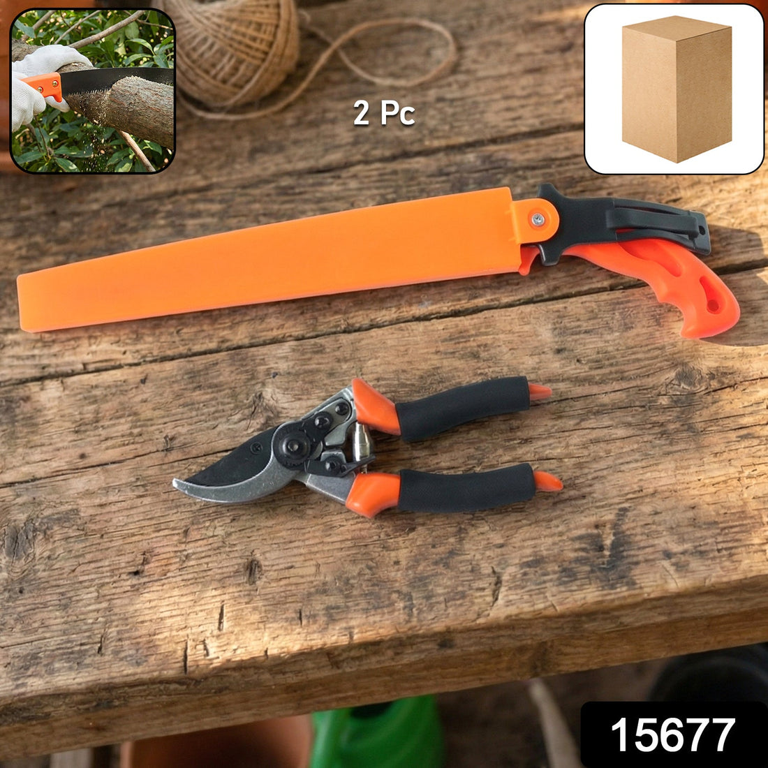 Garden pruning tool combo set with heavy duty hand saw and sharp pruning shears