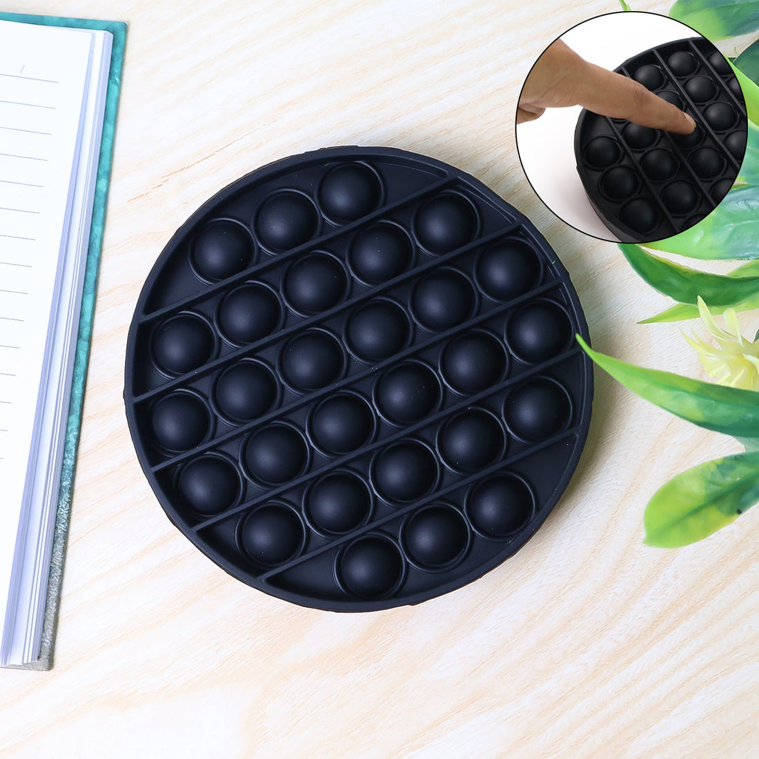 Round silicone Pop It fidget toy for stress relief and sensory play