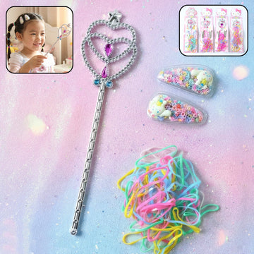 Princess-themed girls hair accessories kit with colourful clips and bands