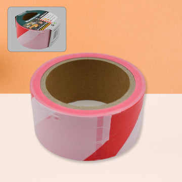 Bright red and white non-adhesive safety warning tape roll.