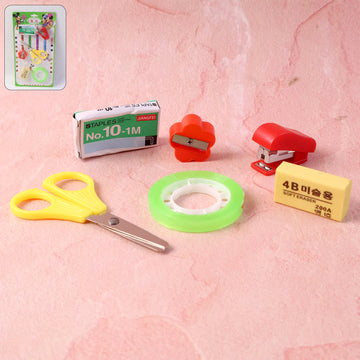 6 in 1 mini stationery kit featuring stapler and scissors in compact design