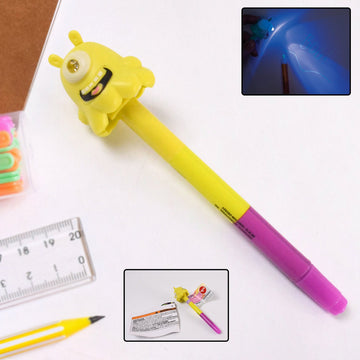 3-in-1 multifunctional ball pen with marker and LED light on white background