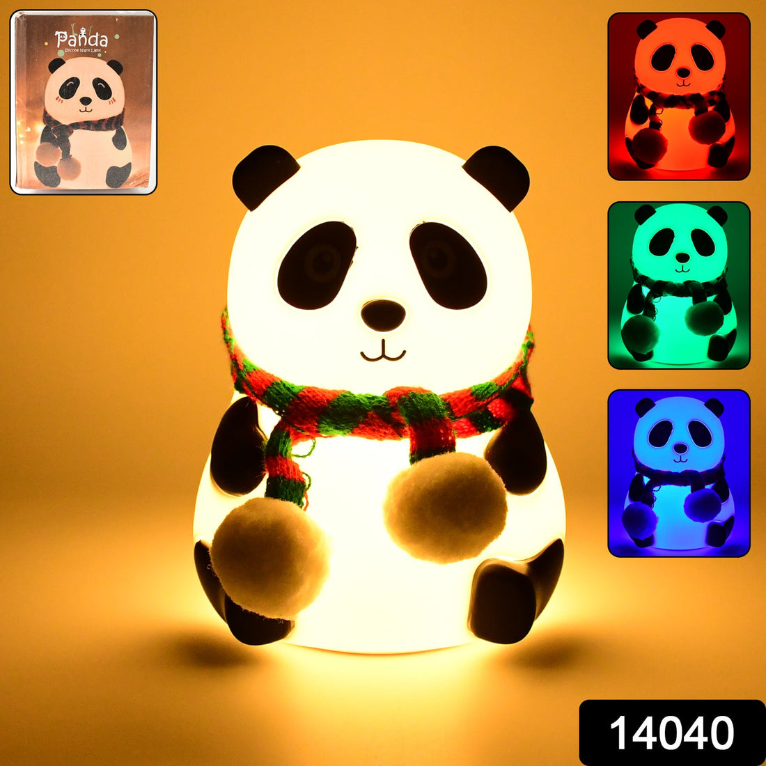 Cute panda night light glowing softly with multiple LED colours.