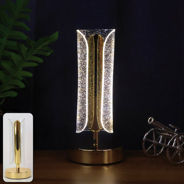 Crystal table lamp with golden LED decorative light