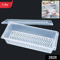 A close-up of the 1500ml food storage container showing its removable blue drain plate.