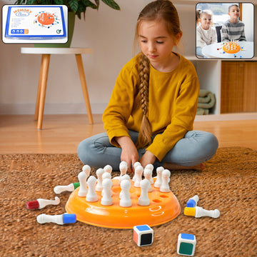Memory chess game plastic brain teaser with 24 colorful pegs in box