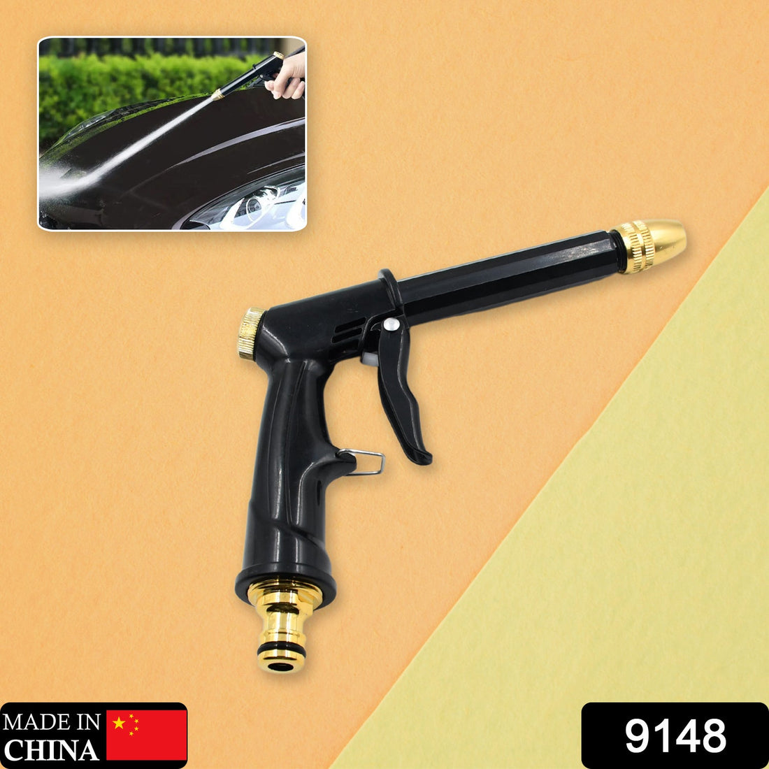 Durable brass water spray gun with ergonomic grip and adjustable spray patterns.