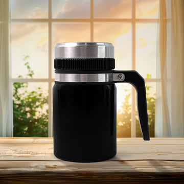 Stainless steel vacuum coffee cup with non-slip handle and 600ml capacity