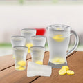 Clear unbreakable lemon jug and matching glasses for home and outdoor use