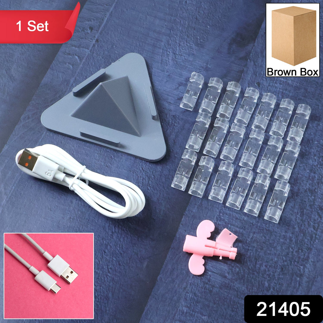 Mobile phone stand with charging cable in combo set for desk use