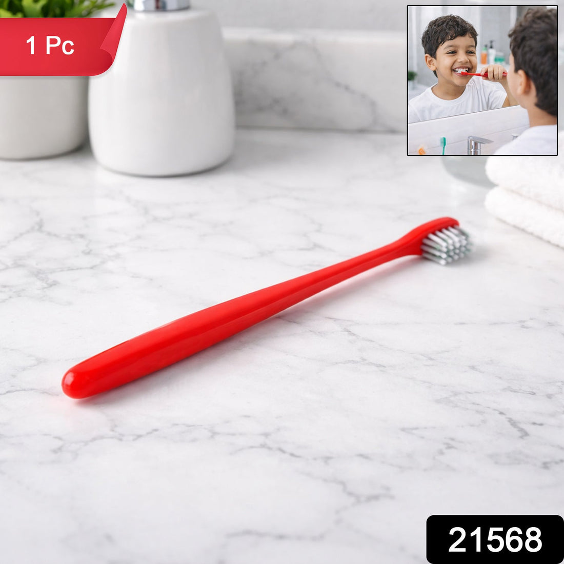 Kids toothbrush with soft bristles and ergonomic handle for gentle cleaning