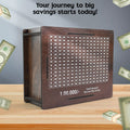 Timber wooden piggy bank money box designed for saving money