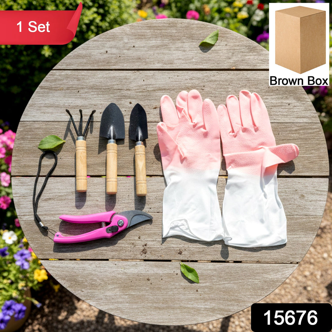 Complete gardening tool kit with gloves and hand tools