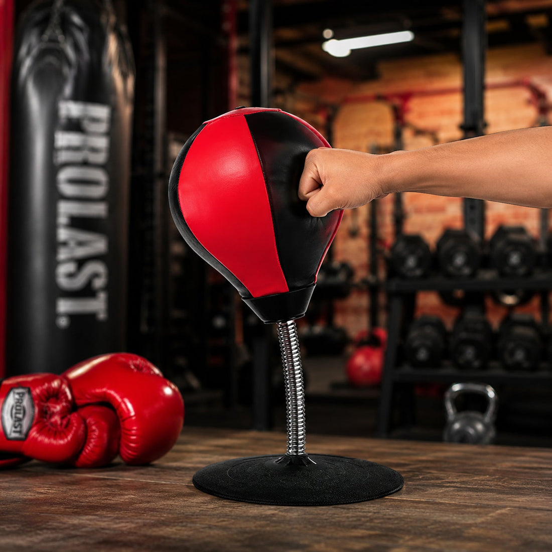 Desktop punching ball with spring base for reflex training