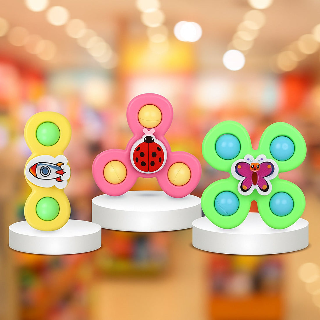 Baby Spinner Toy Set featuring suction cups for secure sensory play