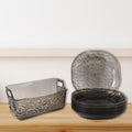 Tray set featuring reusable lightweight plastic dinner plates