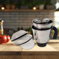 Side view of Orbit 550W mixer grinder with anti-slip base and compact design.