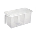 Airtight refrigerator storage box with internal dividers for various items.