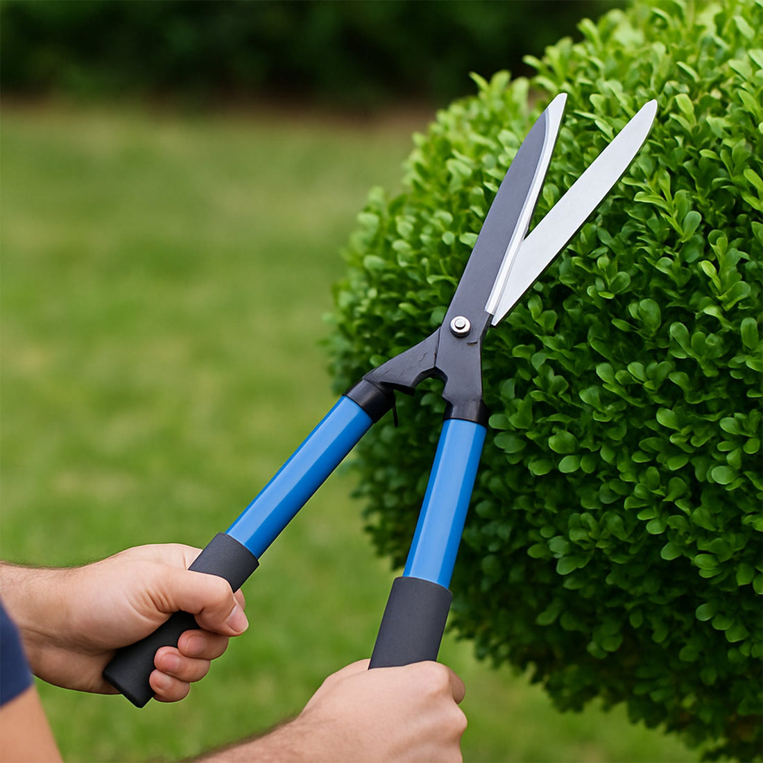PillowTrek Hedge Shear with comfort grip handles, ready for garden pruning.