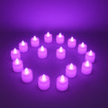 Flameless LED tealights arranged for a festive Diwali decoration.