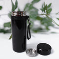Close-up of pure temperature maintaining stainless steel thermos flask