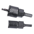 The BoltForce Hole Saw Kit's components, including mandrels and an Allen wrench, neatly arranged.