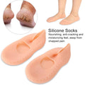 Silicone gel socks displayed flat, highlighting their soft texture for cracked heels.