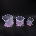Square airtight food storage containers in three different sizes