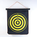 Magnetic dart board displaying colorful scoring pattern on magnetic vinyl