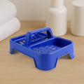 Durable plastic soap dish stand featuring twin compartments.