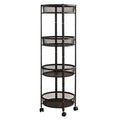 All-purpose 4-tier round mesh storage trolley ideal for kitchen and bathroom