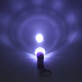 Mini LED keychain torch showing push-button switch and plastic body