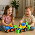Side view of Funwoods push and play construction vehicle toys for young kids
