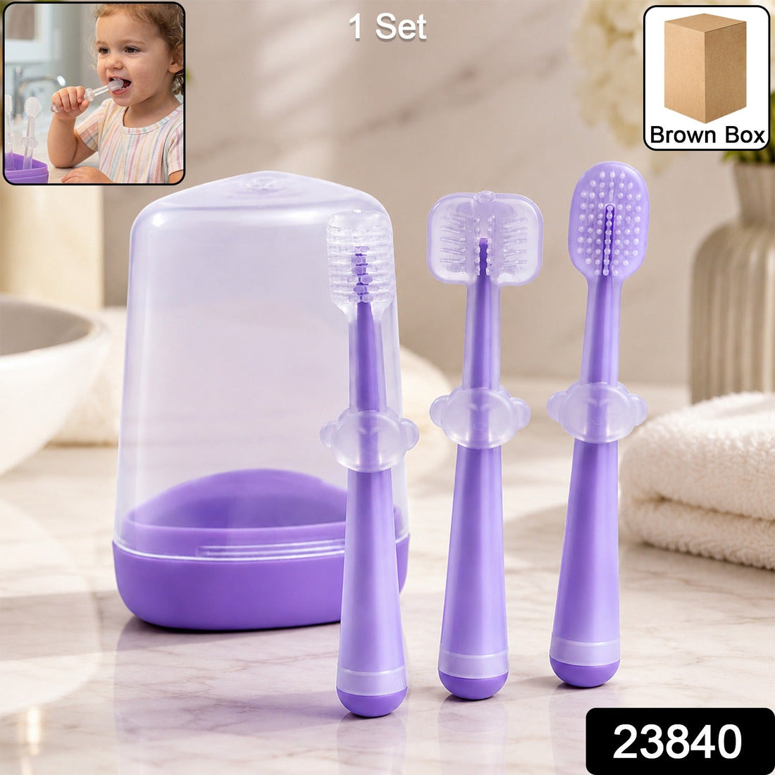 Soft baby toothbrush set with case