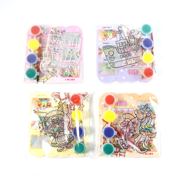 Kids paint coloring and bead craft activity set components