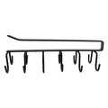 Side profile of sturdy black iron double-row cup holder rack.