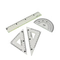 Close-up of ruler in 4-piece geometry set showing clear dual scale markings
