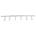 Top-down view of the stainless steel utensil hanger rail, showcasing its compact design and hooks.