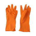 Reusable medium orange rubber gloves for household use