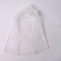 Reusable mesh storage bag showing detailed drawstring mechanism