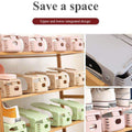 Multiple adjustable shoe slot holders, folded for easy storage when not in use.