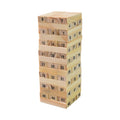 The complete set of 48 smooth wooden blocks and four dice for the classic tumbling tower game.