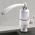 Electric water heater faucet detailed image showcasing material finish