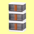 3-layer plastic stackable wardrobe storage organizer in use for clothes and toys