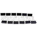 12 piece set of large 51 mm black binder clips for office use