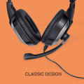 Wired headset showing adjustable headband and noise isolating mic