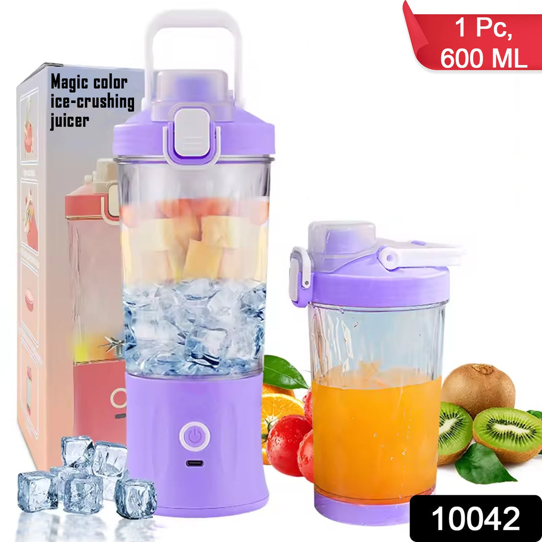 Portable Juicer with vibrant multicolor light, ready for blending.